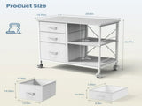 Rolling File Cabinet with 3 Drawers, Fabric Lateral Filing Storage for A4/Letter Size, Mobile 53448219