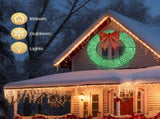 60in Pre-Lit Outdoor Christmas Wreath Decoration, LED Metal Holiday Decor for Home Exterior, Garden 45873341