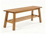 Light Brown Pine Wood Dining Bench with Storage Shelf, 100*30*45.5cm 85132120