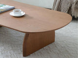 47.24" Oval Coffee Table with Solid Wood Veneered, Mid Century Modern Wooden Coffee Table, Walnut W2664P346449