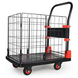 ZNTS Foldable Platform Push Hand Truck Cart, Basket Cage Cart, 330 lbs. Weight Capacity W162677010