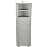 Tall Bathroom Corner Cabinet, Freestanding Storage Cabinet with Doors and Adjustable Shelves, MDF WF293800AAG