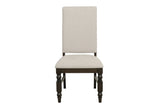 Dark Oak Finish Wooden Chairs Set of 2 Cream Upholstered Back Seat Nailhead Trim Modern B011P168453