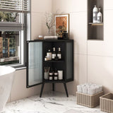 ZNTS 22.25" Floor Coner Cabinet with Tempered Glass Door & Storage Shelves for Bathroom, Living Room, W757130158