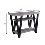Antique Grey and Black Rectangle Sofa Table B062P145629