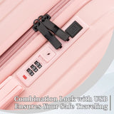 20/24/28in ABS 360&deg Spinner Wheel Luggage, Carry on Suitcase, with Cup Holder & USB Port W2787P262949