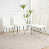 Modern white PU dining chair, cloth upholstered chair, electroplated metal chair legs, suitable for W210P224292