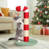 Christmas Cat Scratching Post, Cute Candy Cane Cat Scratcher with Sisal Scratching Post & Soft 87377269