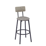 Round bar stool set with shelf, upholstered stool with backrest Grey, 23.62'' W x 23.62'' D x W1162101846