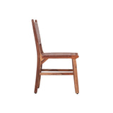 Upholstered Dining Chair Set of 2, Genuine Leather Woven Side Chair, Rustic Hardwood Frame, Brown B011P198369