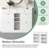 ON-TREND Modern Tipping Bucket Shoe Cabinet with 4 Flip Drawers, Multifunctional WF300851AAK