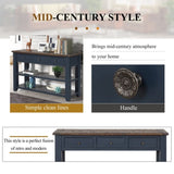 48'' Solid Pine Wood Top Console Table, Modern Entryway Sofa Side Table with 3 Storage Drawers and 2 W120246667