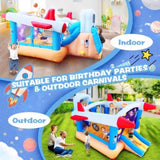 ZNTS 6 in 1 outdoor indoor inflatable bouncer for kids target ball basketball slide with blower W1677115480