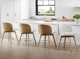 Tomlin Bentwood Upholstered Swivel Counter Stool Set of 2 Off White Boucle B2719P328583