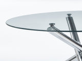 Chrome Dining Table with metal leg and glass,Modern Space Saving Kitchen Table for Living W234P311862