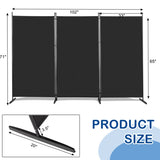 ZNTS 6FT Trifold 160g Polyester Fabric Plastic Foot Carbon Steel Frame Foldable Screen Black 60465483