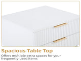 White P2 Density Board Wavy Pattern Drawer Front Two-Drawer Bedside Cabinet 42239066