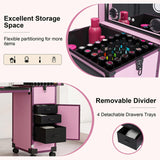 Portable Nail Art Table w/ LED Mirror, Bluetooth, Lockable Drawers, Telescopic Pole - Folding 33155804