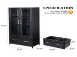 Wide Wooden File Cabinet & Bookcase, Black Embossed Melamine Faced MDF with Glass 07455653