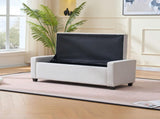 48" Storage Bedroom Bench for End of Bed, Faux Linen Upholstered Storage Ottoman with Arms for 05310834