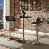 ZNTS Retro Brown and Aluminum Pedestal Bar Table B062P189152