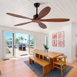 New Model 60 Inch Ceiling Fan With 5 Solid Wood Blades Remote Control Reversible DC Motor For Living W2991P343746