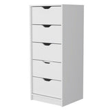 Logan White 5 Narrow Drawer Dresser B062P175095