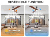 72 Inch Ceiling Fan with LED Light, 3Blade Black Walnut Wooden Fan, DC Motor, 6Speed & 1/4/8H W3816P585758