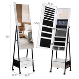 Full wooden floor style, with 1 large drawer, 4 wheels, white light beads, jewelry storage 17793812