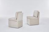 Linen Upholstered Armless Dining Chair with Casters and Storage space-set of 2,BEIGE W2069P288877