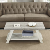 Athens Contemporary Two-Tone Wood Shelf Coffee Table in Weathered Gray and Beige T2574P164646