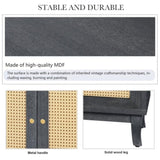 Handcrafted Premium Grain Panels,Rattan Sideboard Buffer Cabinet With 4 Rattan Doors, Modern Storage W1445125265