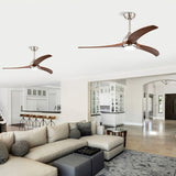52" Solid Wood Blades Ceiling Fan With Light with Remote Control, Noiseless Reversible Motor, 6 60229797