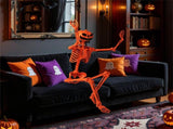 5.5ft Life-Size Halloween Skeleton with Pumpkin Head - Orange Color, Fully Poseable Joints 28854168