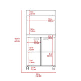 Kira Kitchen Kart, Double Door Cabinet, One Open Shelf, Two Interior Shelves -White B20091922