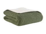3 Pieces King/Cal King Waffle Knit Chenille Comforter Set,Olive B035P381298