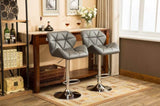 ZNTS Glasgow Contemporary Tufted Adjustable Height Hidraulic Bar Stools, Set of 2, Grey T2574P164866