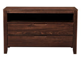 Brown P2 density board solid wood veneer frame 75*40*61CM two drawers with upper compartment 38698742
