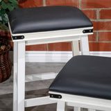 24" Counter Stool, Antique White Finish, Black Leather Seat B04660622