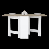 Gateleg Folding Table Space-Saving with Compact Design, White / Macadamia - Living Room B070137833