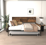 Twin Daybed with Trundle, Farmhouse Daybed Frame with Sliding Barn Door Headboard and Charging W2129P299618