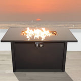 25'' H x 42'' W Steel Outdoor Fire Pit Table with Lid B120P199397