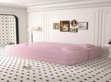 Modern Floor Sofa with 2 Pillows,Convertible Sherpa Fleece Fabric Foam-Filled Sleeper Sofa Bed,15" 78597283