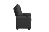 Perline 23"W Black PVC Fabric Kids Recliner Chair with Cupholder B061P236758