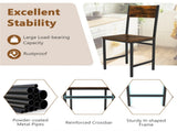 4 PCS Industrial Dining Chairs, 330LBS Capacity Metal Frame Kitchen Side Chairs, Rustic Brown 73246586