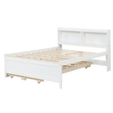 ZNTS Full Bed with Bookcase,Twin Trundle,Drawers,White 25636247