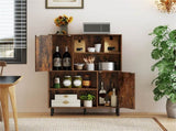 4-Tier Open Shelf Storage Cabinet with 2 Doors, 176 LBS Total Capacity for Entryway & Living 62237711