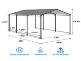 Metal Carport 10 15 FT Heavy Duty with Galvanized Roof, Metal Garage Canopy with Galvanized 10446724