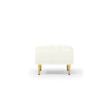 ZNTS Square Ottoman Cream Velvet Stool Seat with Metal Legs, Footrest for Bedroom to match with Living W714110608