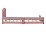 Twin Size Upholstered Daybed with Classic Stripe Shaped Headboard, Pink WF308905AAH